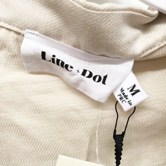 Line + Dot Beige Tan Button Down Tie Open Back Shirt M - Picture 4 of 4